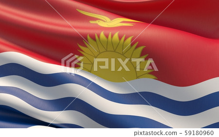 High resolution close-up flag of Kiribati. 3D illustration. 59180960