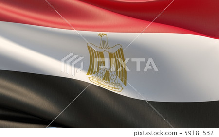 High resolution close-up flag of Egypt. 3D illustration. 59181532