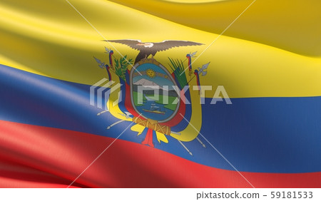 High resolution close-up flag of Ecuador. 3D illustration. 59181533