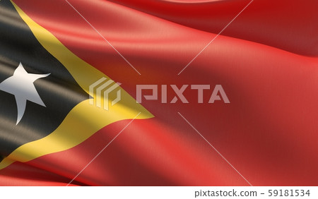 High resolution close-up flag of East Timor. 3D illustration. 59181534