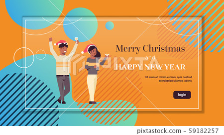 couple drinking champagne merry christmas and happy new year holiday celebration eve party concept 59182257