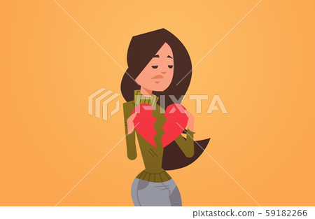 heartbroken woman in depression life crisis break up divorce betrayal concept sad girl holding 59182266