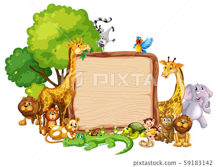 Border template design with cute animals 59183142