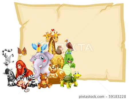 Border template design with cute animals - Stock Illustration [59183228 ...