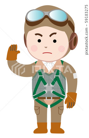 昭和飛機飛行員敬禮白色背景 昭和飛機飛行員敬禮白色背景 59183275