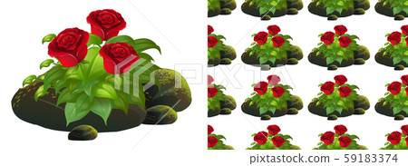 Seamless background design with red rose on moss 59183374