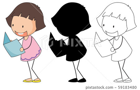 A set of characters in color, silhouette and A set of characters in color, silhouette and 59183480