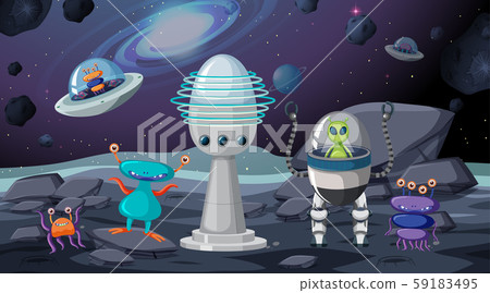 Aliens in space scene Aliens in space scene 59183495