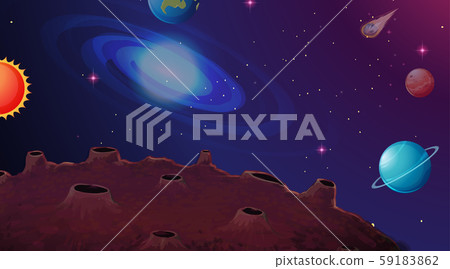 Solar system planet scene - Stock Illustration [59183862] - PIXTA