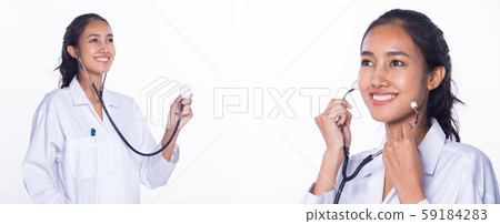 Doctor Nurse woman in labcoat uniform stethoscope 59184283
