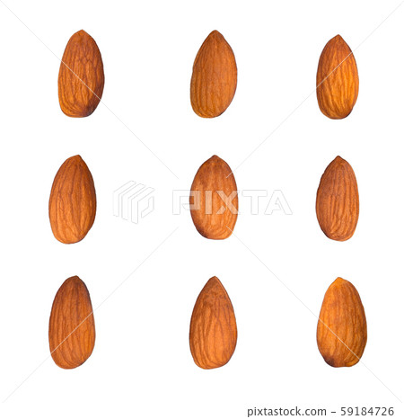 Almond set isolated on white background Almond set isolated on white background 59184726