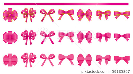 Pink ribbon material set illustration - Stock Illustration [59185867 ...