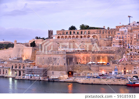 Republic of Malta, Valletta Harbor, Fort City Valletta, overlooking the Upper Baraka Garden from early morning on board 59185933