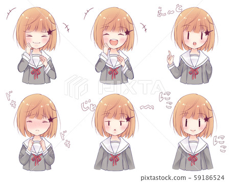 Cute girl facial expression set 2 Cute girl facial expression set 2 59186524