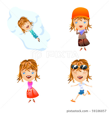 Gradient Comic Characters - Stock Illustration [59186857] - PIXTA