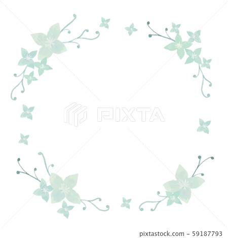 手繪水彩插畫淡藍色花框素材 插圖素材 圖庫