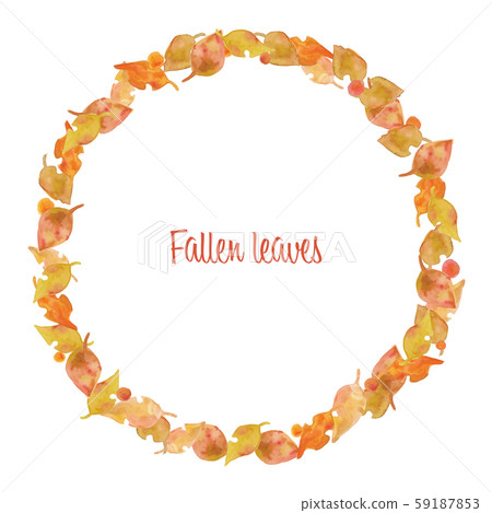 Fallen leaves wreath hand-painted watercolor frame material Fallen leaves wreath hand-painted watercolor frame material 59187853
