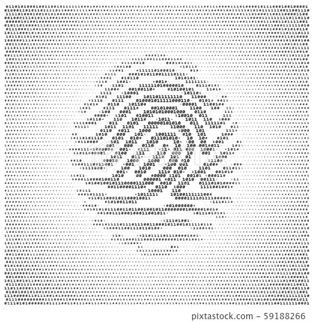 Fingerprint icon consist of binary code. Black and whiye vector 59188266