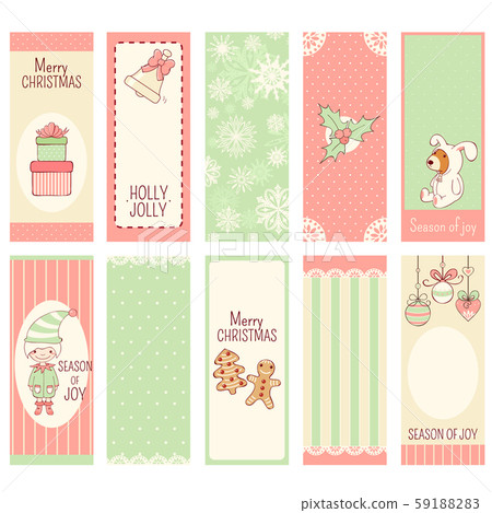 Set of Christmas vertical gift tag, card, badge, Set of Christmas vertical gift tag, card, badge, 59188283