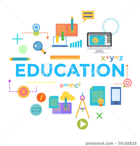 Concepts of word education. Flat design banner... - Stock Illustration ...