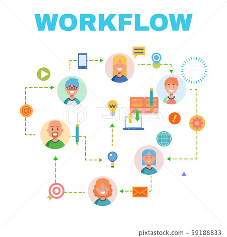Flat design banner for workflow web page, business process, project management, teamwork Flat design banner for workflow web page, business process, project management, teamwork 59188833