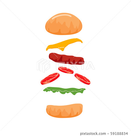 Colorful Burger isolated on with Background. Vector 59188834