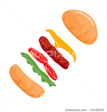 Colorful Burger isolated on with Background. Vector Colorful Burger isolated on with Background. Vector 59188835