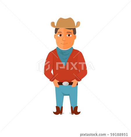 Cartoon cowboy character on white background. Vector 59188931