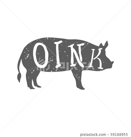Pig Silhouette with Oink Text. Vector Pig Silhouette with Oink Text. Vector 59188955