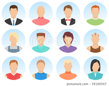 Men avatar set isolated on white background. Simple shape men avatar. Set of men avatar icons. 59189347