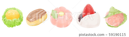 Japanese sweets kneaded illustration Japanese sweets kneaded illustration 59190115