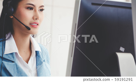 Customer support agent or call center with headset Customer support agent or call center with headset 59191291