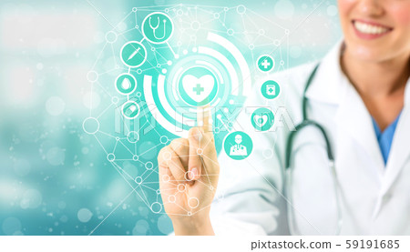 Doctor with Medical Healthcare Graphic in Hospital 59191685