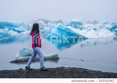 Travel in Jokulsarlon glacial lagoon in Iceland. 59192042