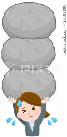 Illustration of working woman with multiple rocks 59192896