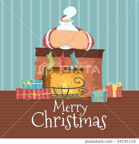 Merry Christmas Card with Santa Claus in Costume Merry Christmas Card with Santa Claus in Costume 59195158