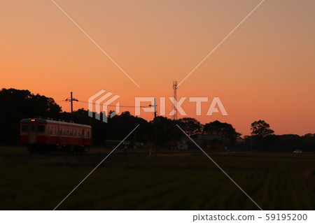 黃昏時穿越鄉間。 59195200