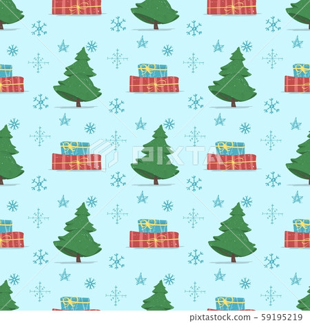 Winter Holidays Seamless Pattern with Fir Tree, Winter Holidays Seamless Pattern with Fir Tree, 59195219