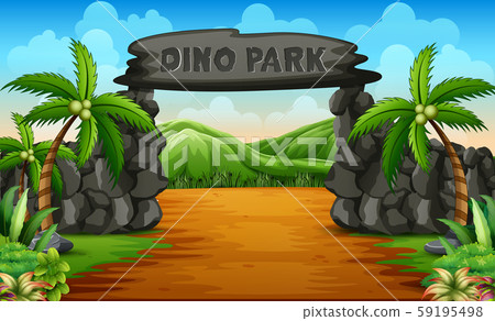A dino park entrance background A dino park entrance background 59195498