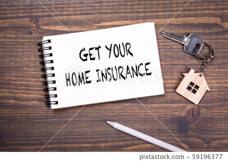 Get your home insurance. Property, family and budget concept Get your home insurance. Property, family and budget concept 59196377