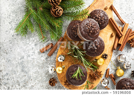 Christmas, Xmas or New Year chocolate muffins Christmas, Xmas or New Year chocolate muffins 59196808