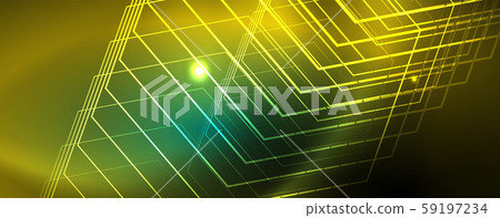 Shiny glowing design background, neon style lines, technology concept, vector 59197234