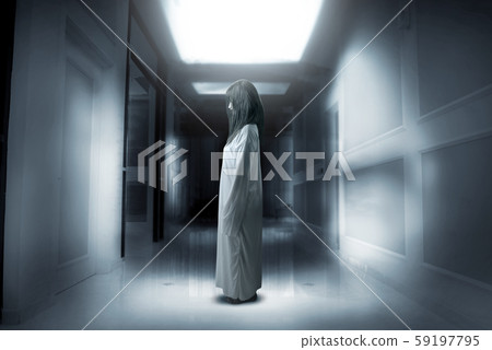 Scary ghost woman with blood and angry face Scary ghost woman with blood and angry face 59197795