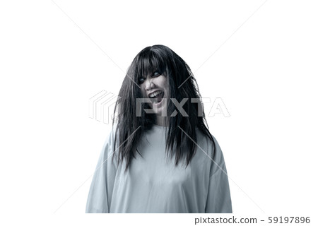 Scary ghost woman with blood and angry face Scary ghost woman with blood and angry face 59197896