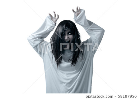 Scary ghost woman with blood and angry face 59197950