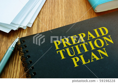 Prepaid Tuition Plan and papers with pan. Prepaid Tuition Plan and papers with pan. 59198228
