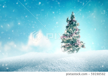 Decorated Christmas tree with colorful lights Decorated Christmas tree with colorful lights 59198582