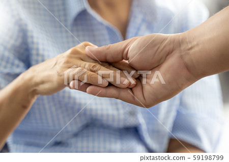 people old woman  and young hand care holding 59198799