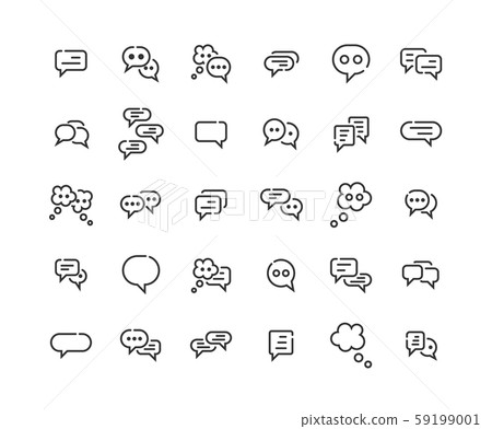 Speech Bubble outline icon set. Vector and - Stock Illustration ...