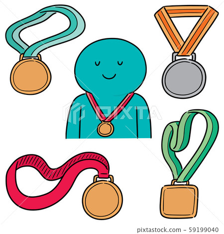 vector set of medal 59199040